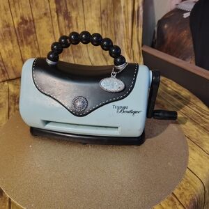 Women's Light Blue and Black Decorative Handbag-Style Craft Tool